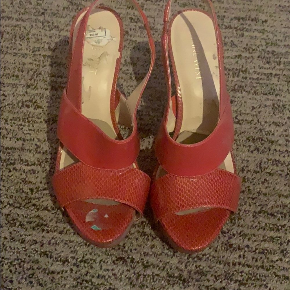 Nine West pink snake skin heels 7.5